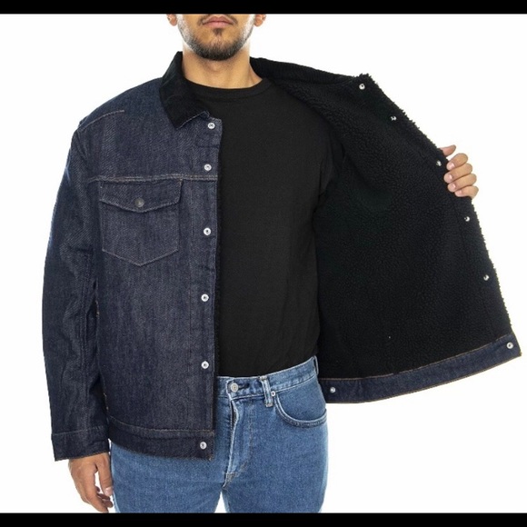 Levi’s Sherpa Trucker Jacket Medium Mens Rare designer coat Jean denim winter og - Picture 4 of 8
